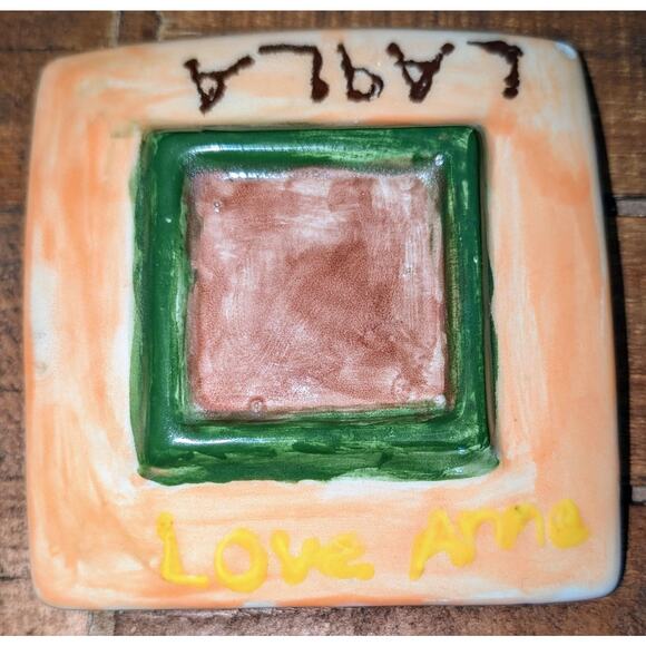 Handmade Small Square Plate Trinket Dish Incense Burning Tray Pink 4.5 inches - Picture 3 of 3